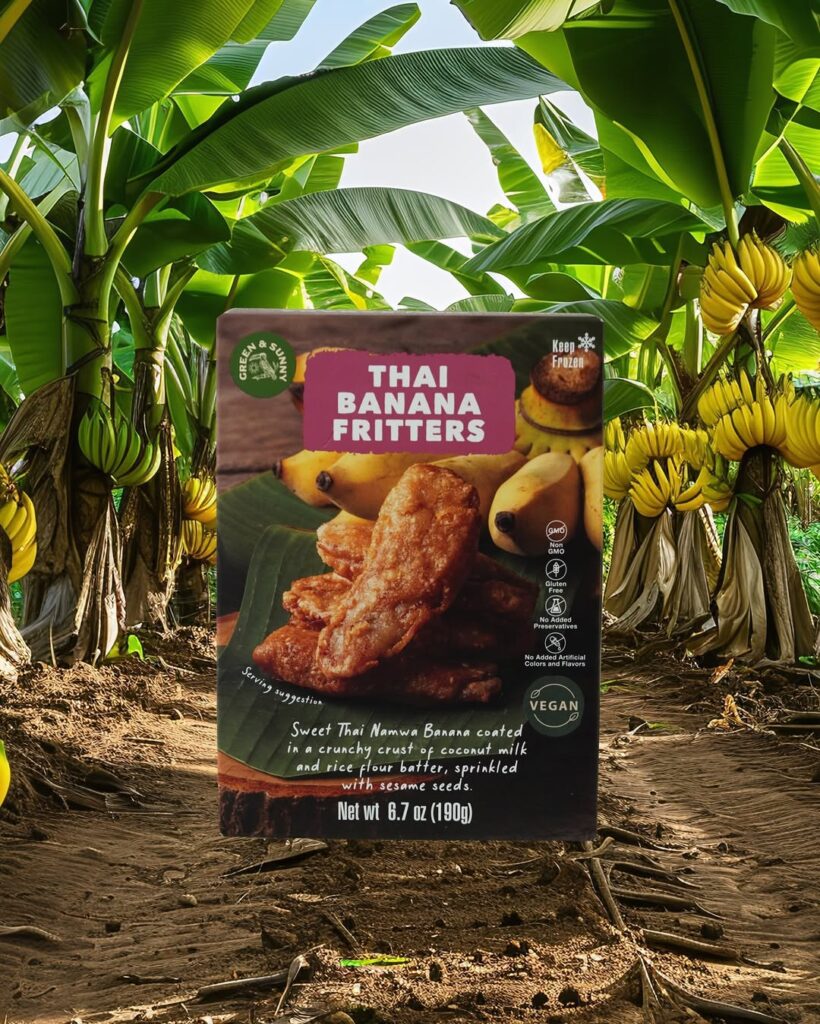 Green & Sunny Thai Banana Fritters in local banana farm using Namwa bananas from Thai farmers