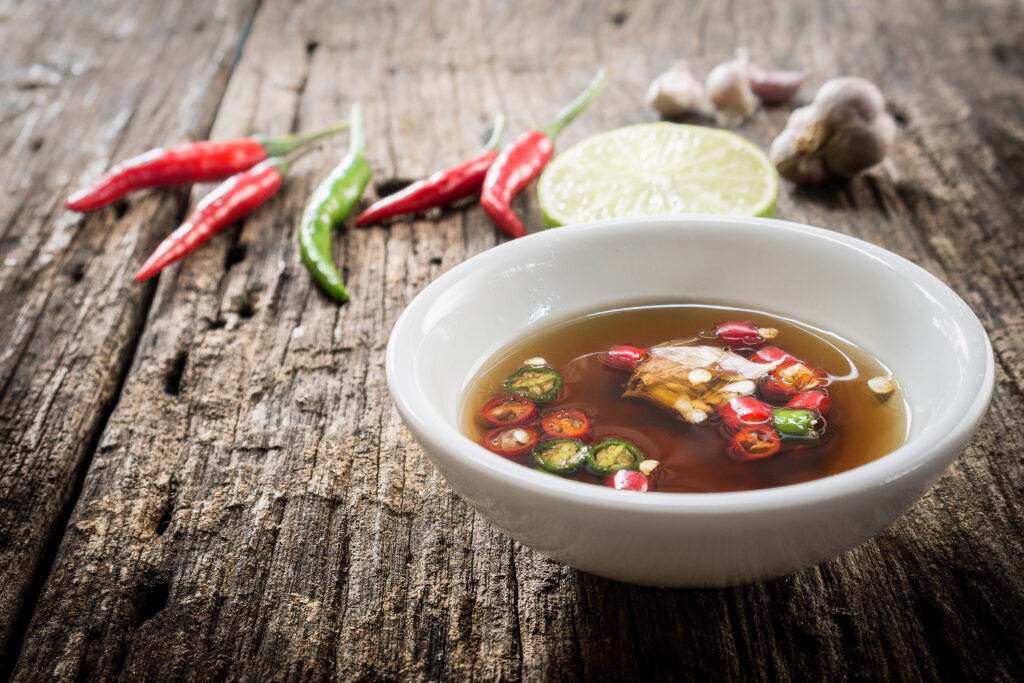 Traditional Thai flavor with fish sauce and chili (Prik Nam Pla)